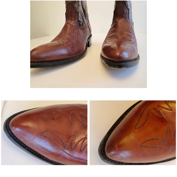 Ramrods Unisex Cowboy Western Pull Up Leather Boots Tan Brown Size 10.5 D - Picture 17 of 17